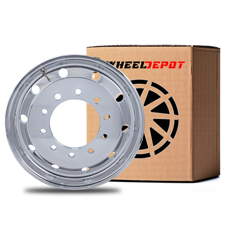 22.5x9 Truck Wheels Flat Face 4pcs Forged Aluminum Rims $342 each BULK PRICE Polished Front Hub Pilot