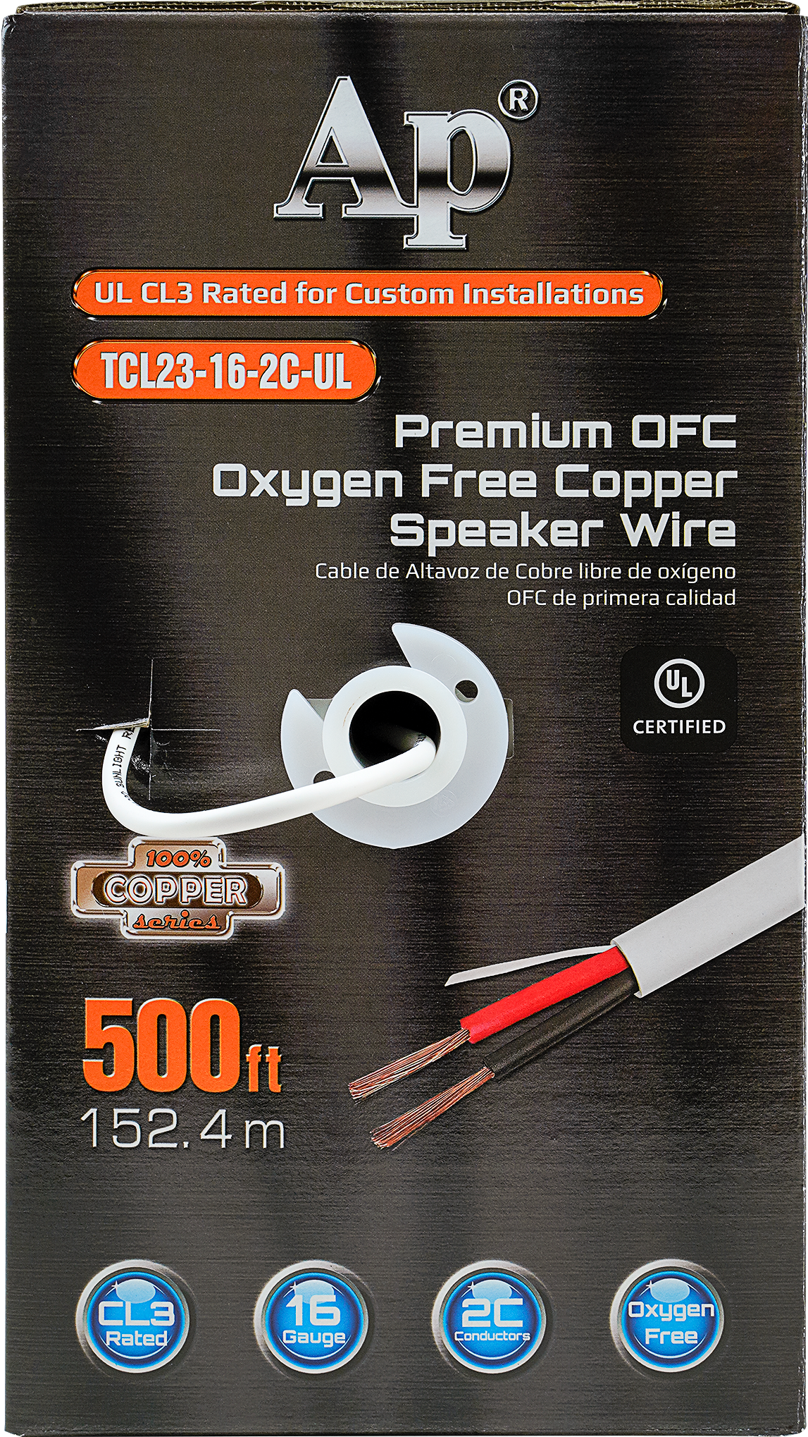 Premium 16 Gauge Oxygen Free Copper Speaker Wire (TCL23-16-2C-UL) Audiopipe