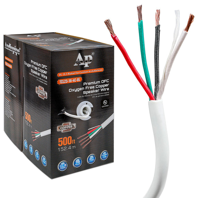 Premium 16 Gauge Oxygen Free Copper Speaker Wire (TCL23-16-4C-UL) Audiopipe