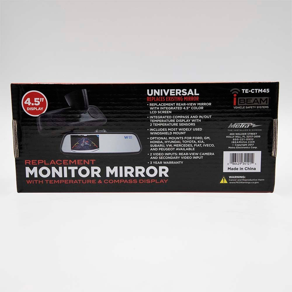 iBEAM TE-CTM45 4.5 Inch Compass/Temp Mirror Monitor iBEAM