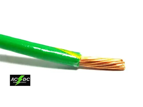 THHN 10 AWG GAUGE GREEN/YELLOW STRIPE NYLON PVC STRANDED COPPER BUILDING WIRE AC/DC WIRE AND SUPPLY