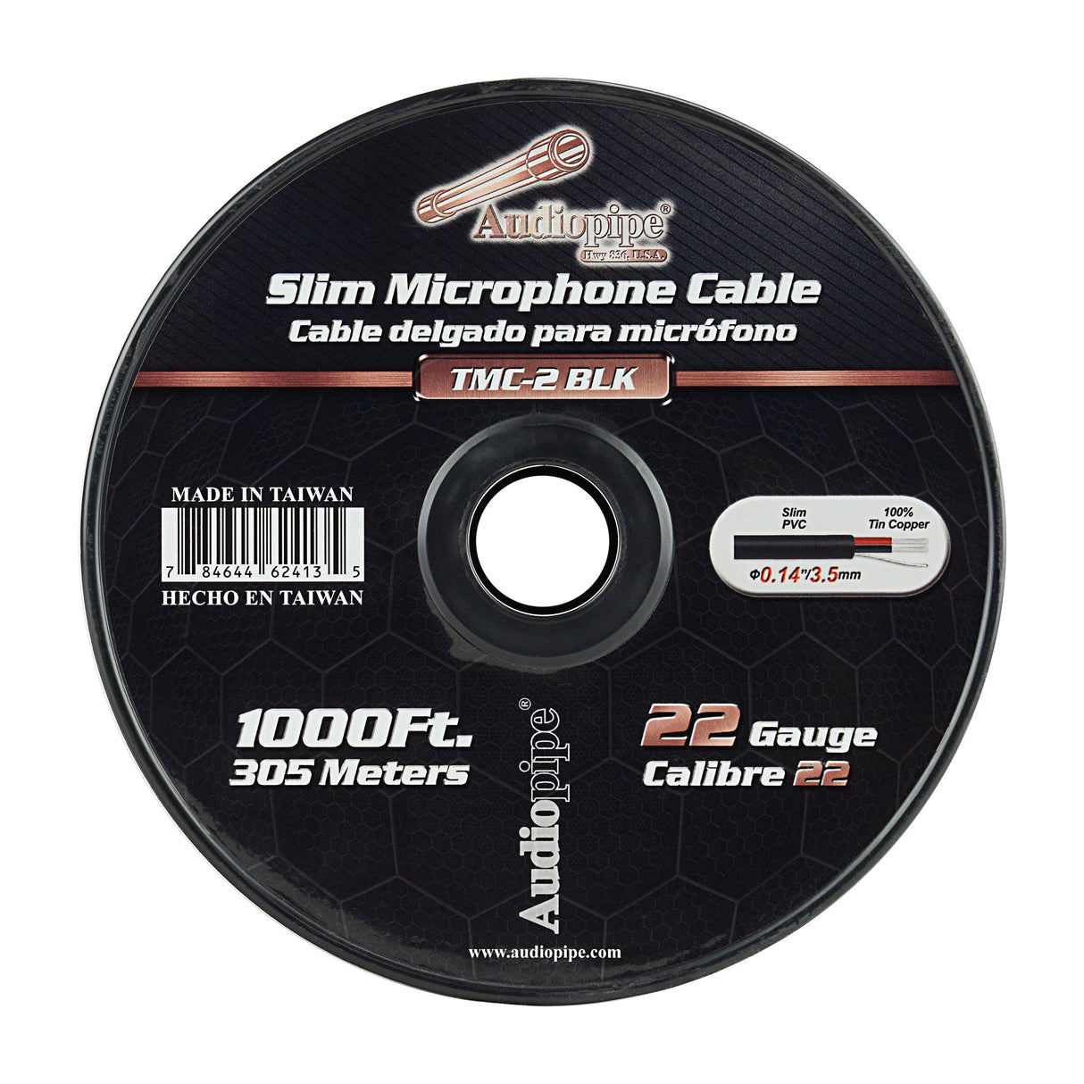 Slim Microphone Cable (TMC-2-BLK) Audiopipe