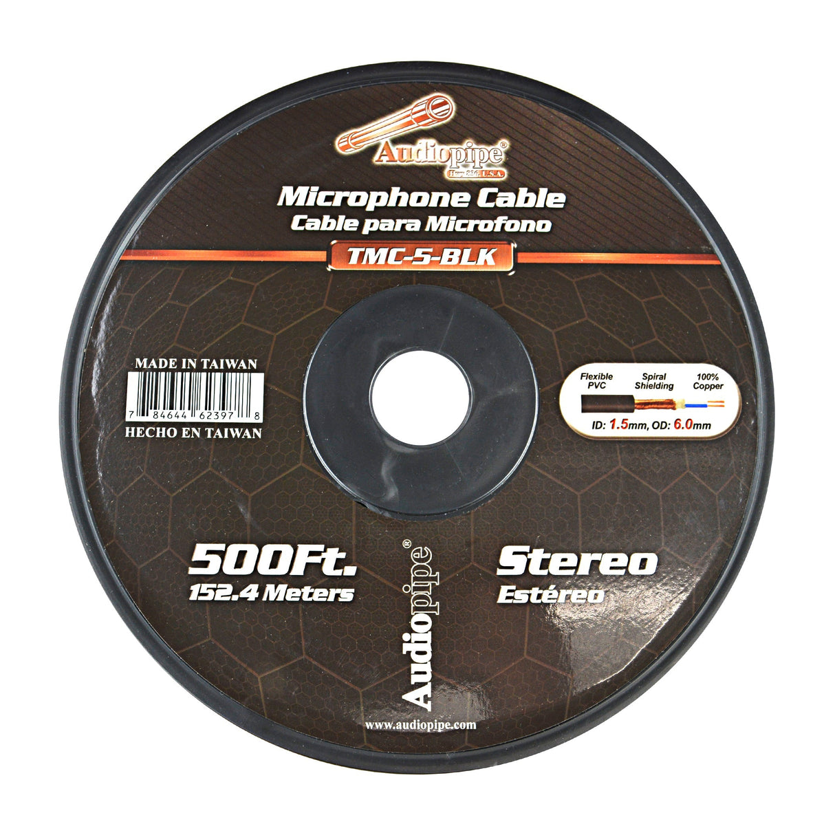 500’ Microphone Cable, 100% Copper (TMC-5-BLK) Audiopipe