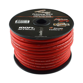 TPS-4CPR-100R - 4 Gauge 100’ 100% Copper Flexible Primary Wire - Red Audiopipe