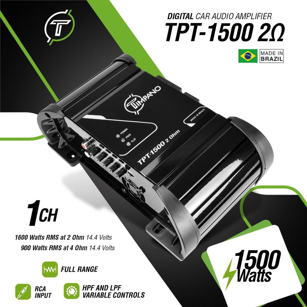 Timpano 1500 Watts Car Audio Amplifier Fullrange TPT-1500 2 Ohm Timpano