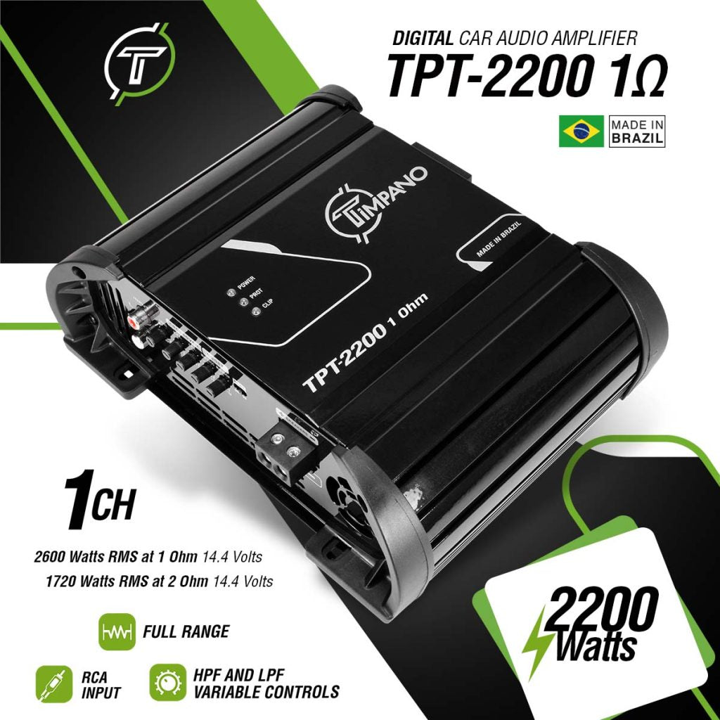 Timpano 2200 Watts Car Audio Amplifier Fullrange TPT-2200 1 Ohm Timpano