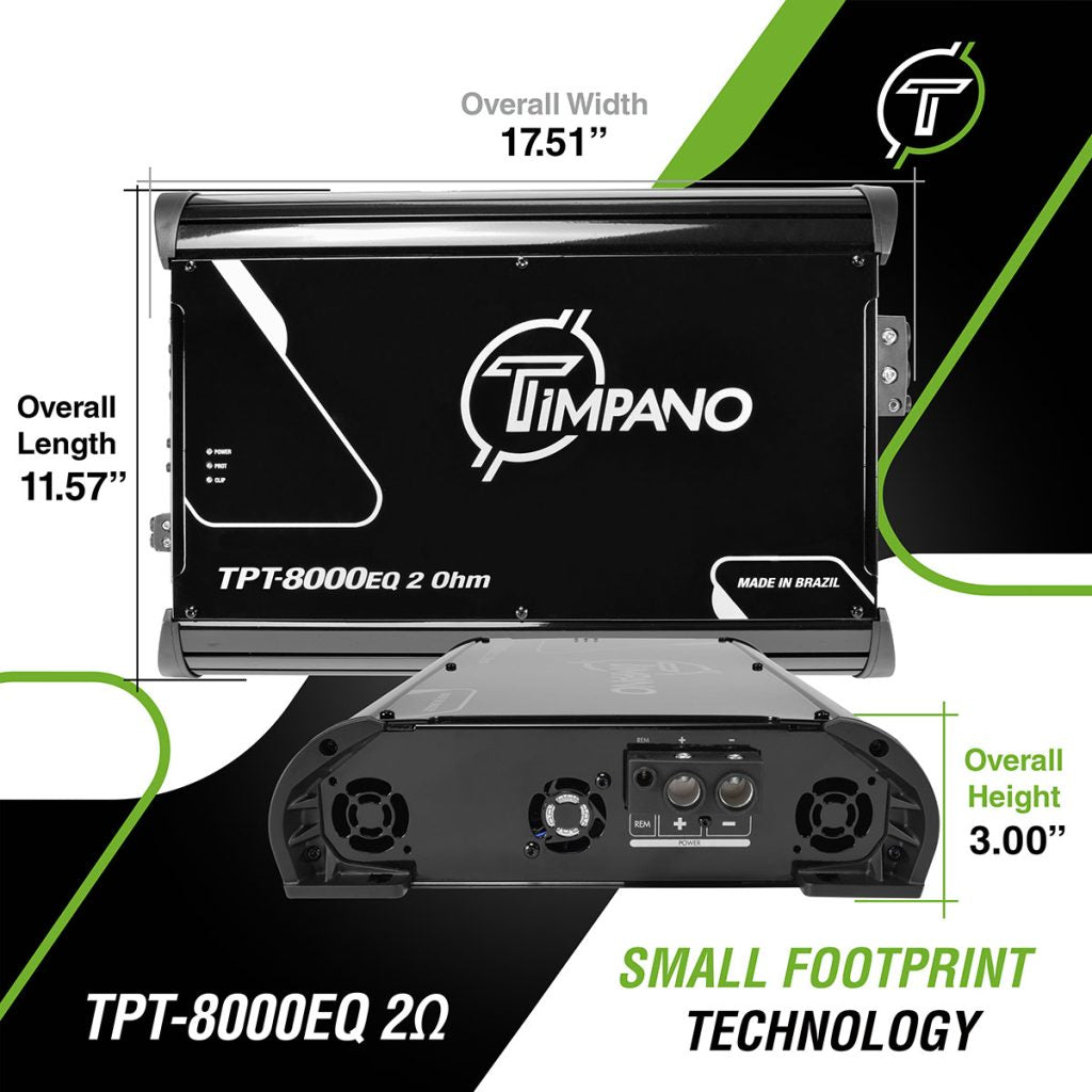 Timpano 1 Channel TPT-8000EQ 2 Ohms Car Audio Amplifier Timpano