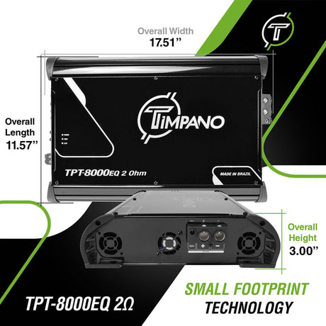Timpano 1 Channel TPT-8000EQ 2 Ohms Car Audio Amplifier Timpano