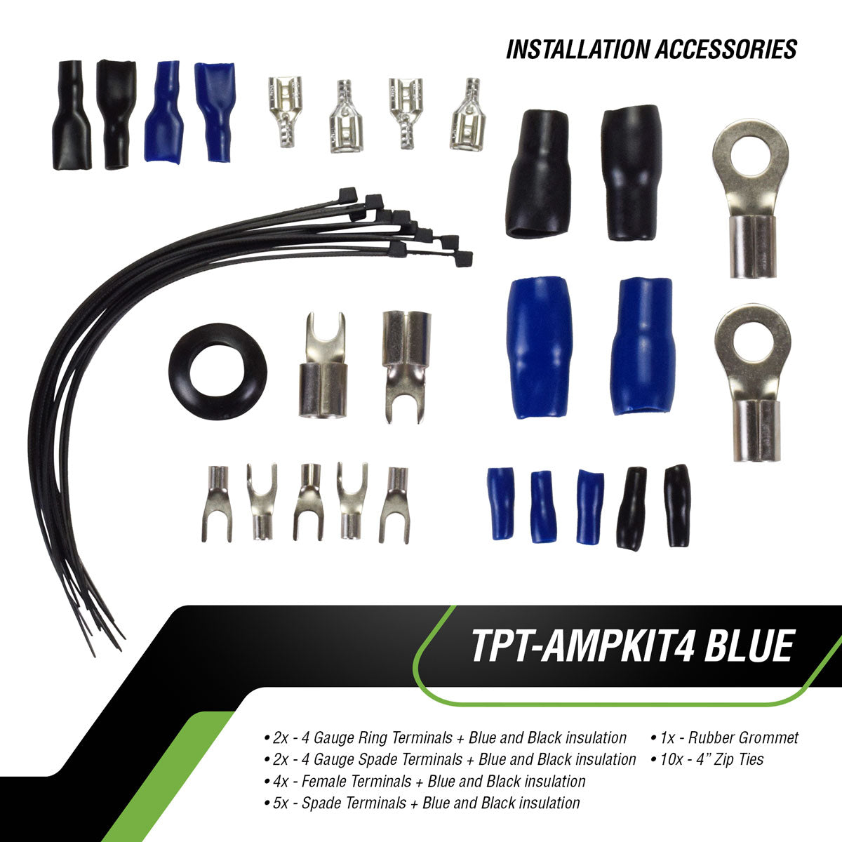 TPT-AMPKIT4 BLUE Amplifier Wiring Kit Timpano Audio