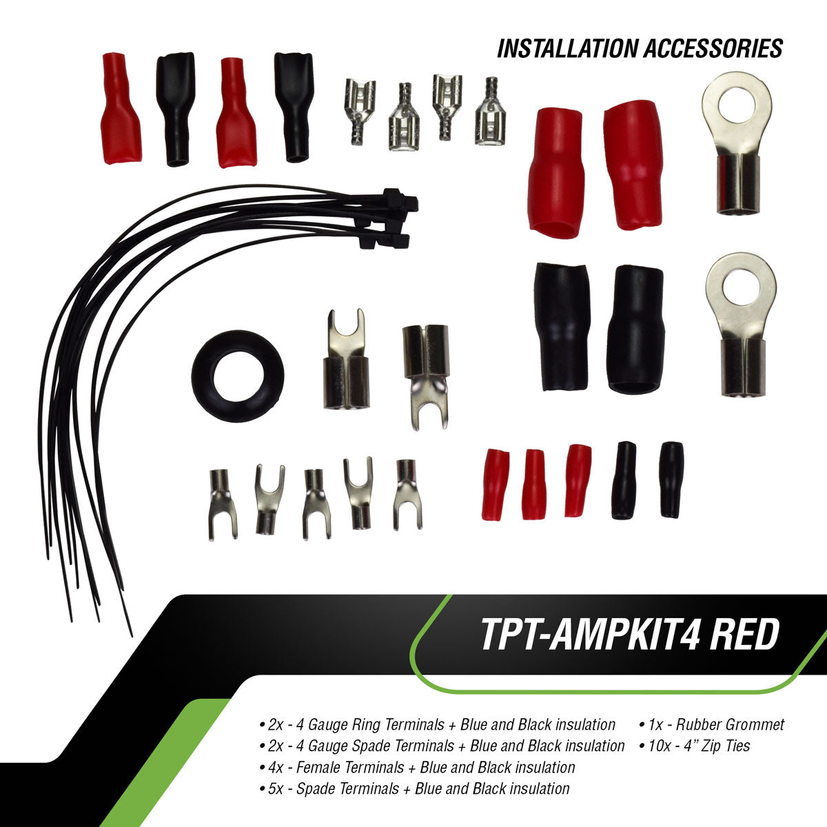 TPT-AMPKIT4 RED Amplifier Wiring Kit Timpano Audio