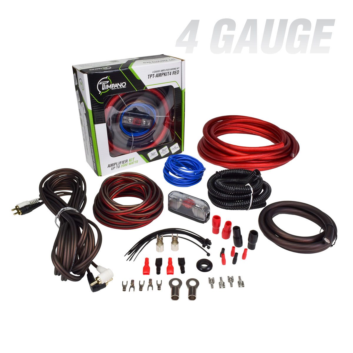 TPT-AMPKIT4 RED Amplifier Wiring Kit Timpano Audio