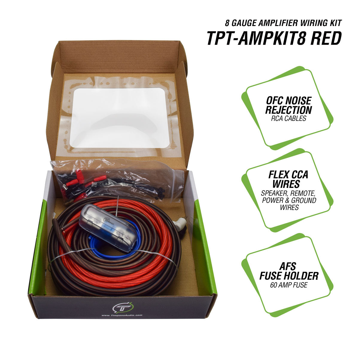 TPT-AMPKIT8 RED Amplifier Wiring Kit Timpano Audio