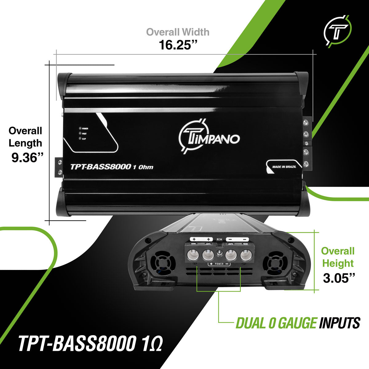TPT-BASS8000 1 Ohm Amplifier Timpano Audio