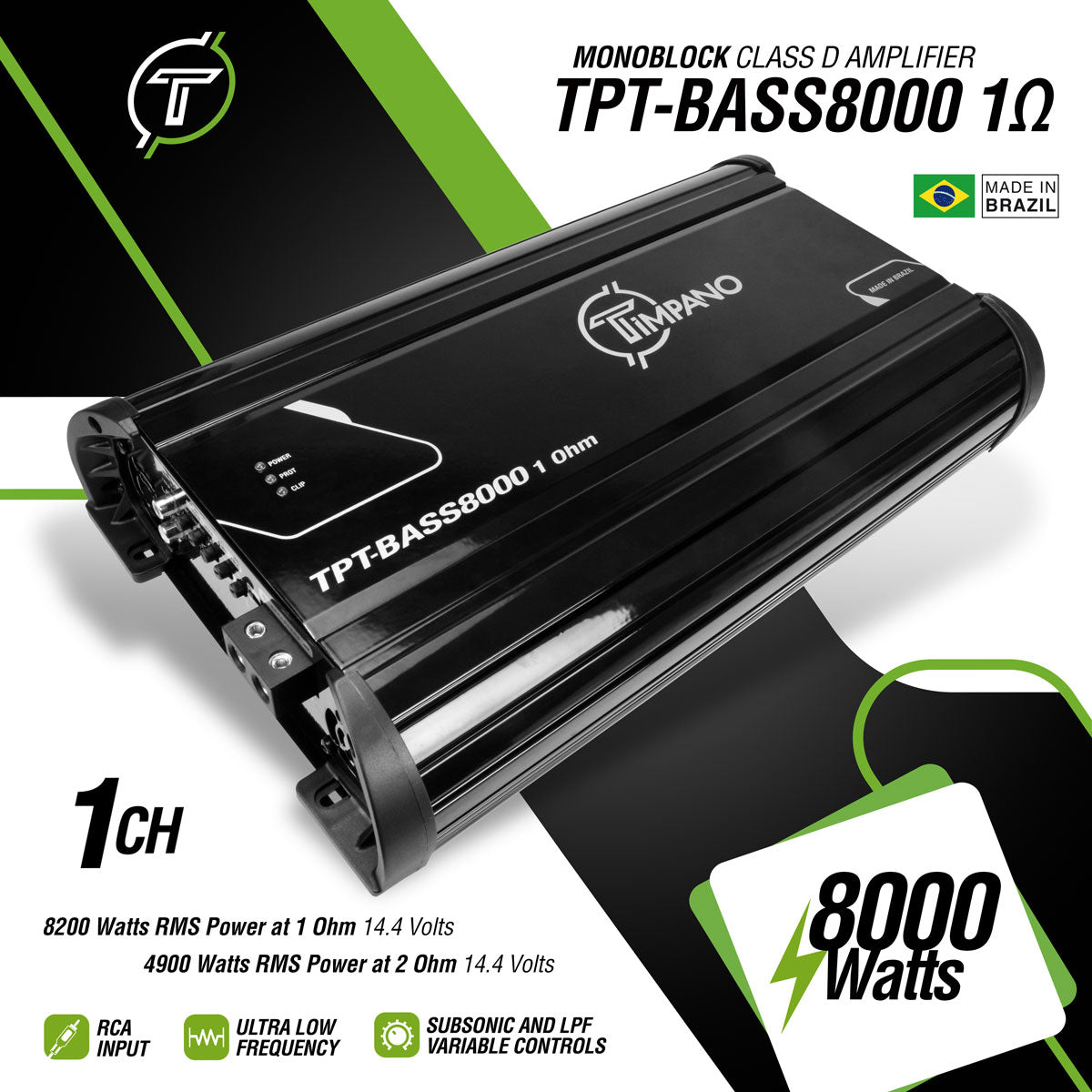 TPT-BASS8000 1 Ohm Amplifier Timpano Audio