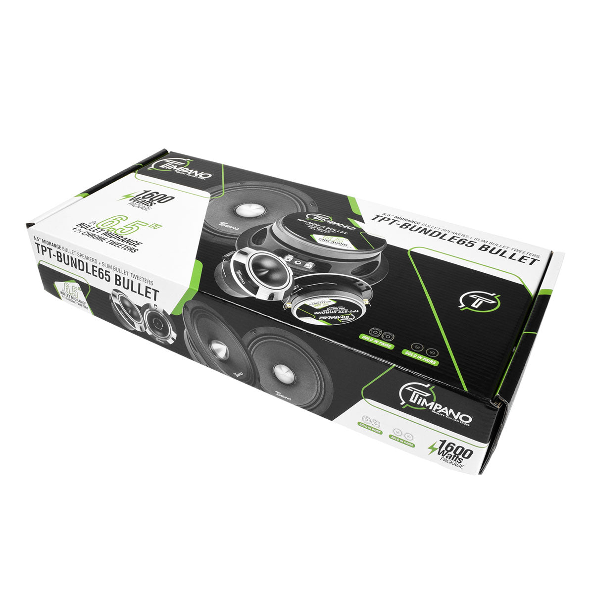 1600w PACKAGE 2x 6.5" Bullet Midrange + 2x Chrome Tweeters Timpano Audio