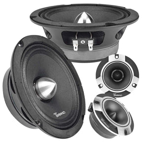 1600w PACKAGE 2x 6.5" Bullet Midrange + 2x Chrome Tweeters Timpano Audio