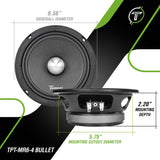 1600w PACKAGE 2x 6.5" Bullet Midrange + 2x Chrome Tweeters Timpano Audio