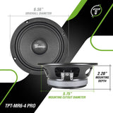TPT-MR6-4 PRO 6.5” Shallow Slim Midrange PRO Audio Speaker 4 Ohm Timpano