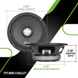 1600w PACKAGE 2x 6.5" Bullet Midrange + 2x Black Tweeters Timpano Audio