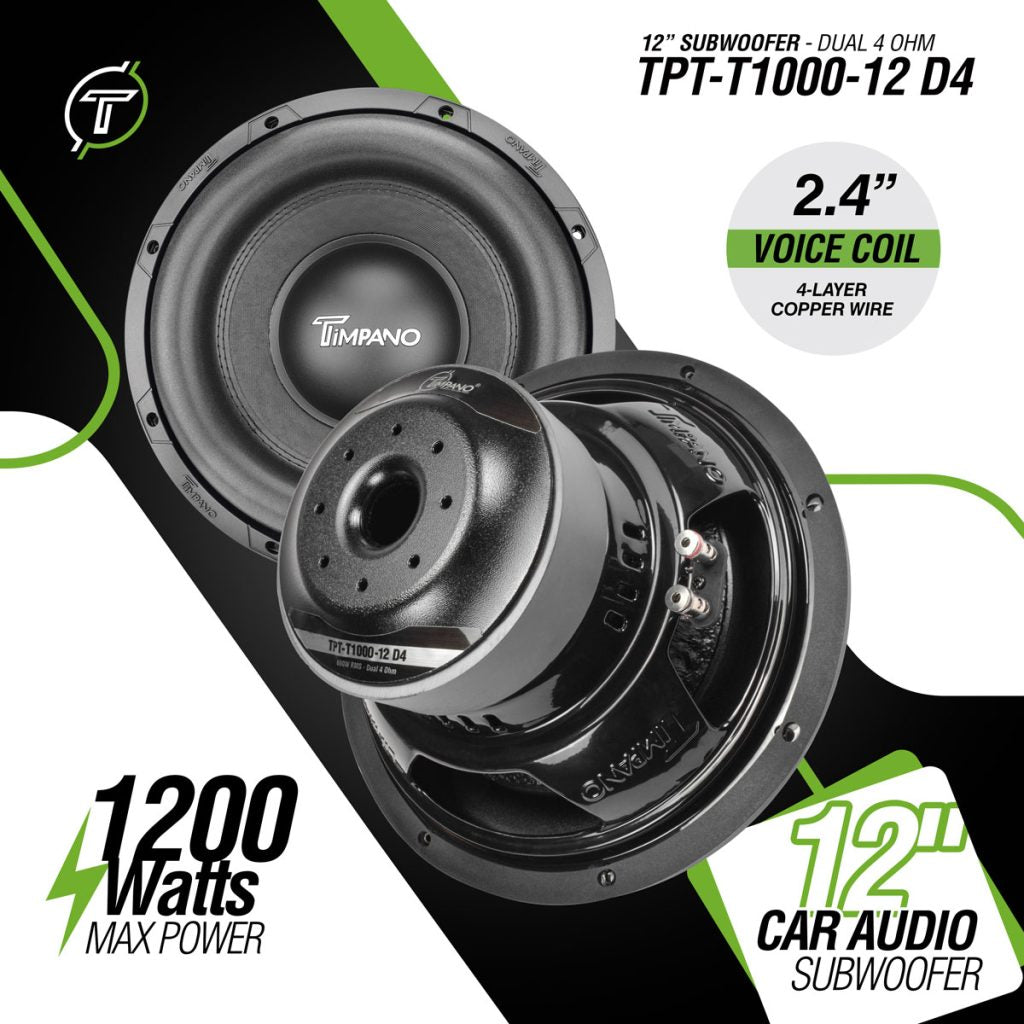 TPT-T1000-12 D4 Timpano 12″ Subwoofer 1200 Watts Timpano
