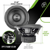 Timpano 12″ Car Audio Subwoofer 1600 Watts Dual 4 Ohm TPT-T1500-12 D4 Daily Banger Timpano