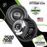 TPT-T2500-12 D4 - Timpano 12″ Car Audio Subwoofer 2500 Watts Dual 4 Ohm Timpano