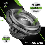 TPT-T2500-12 D4 - Timpano 12″ Car Audio Subwoofer 2500 Watts Dual 4 Ohm Timpano