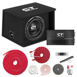 Single 10" 1300W Complete Bass Package w/ Sub Box, Amp, & Wiring Kit CT Sounds