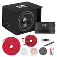 Single 12" 1300W Complete Bass Package w/ Sub Box, Amp, & Wiring Kit CT Sounds