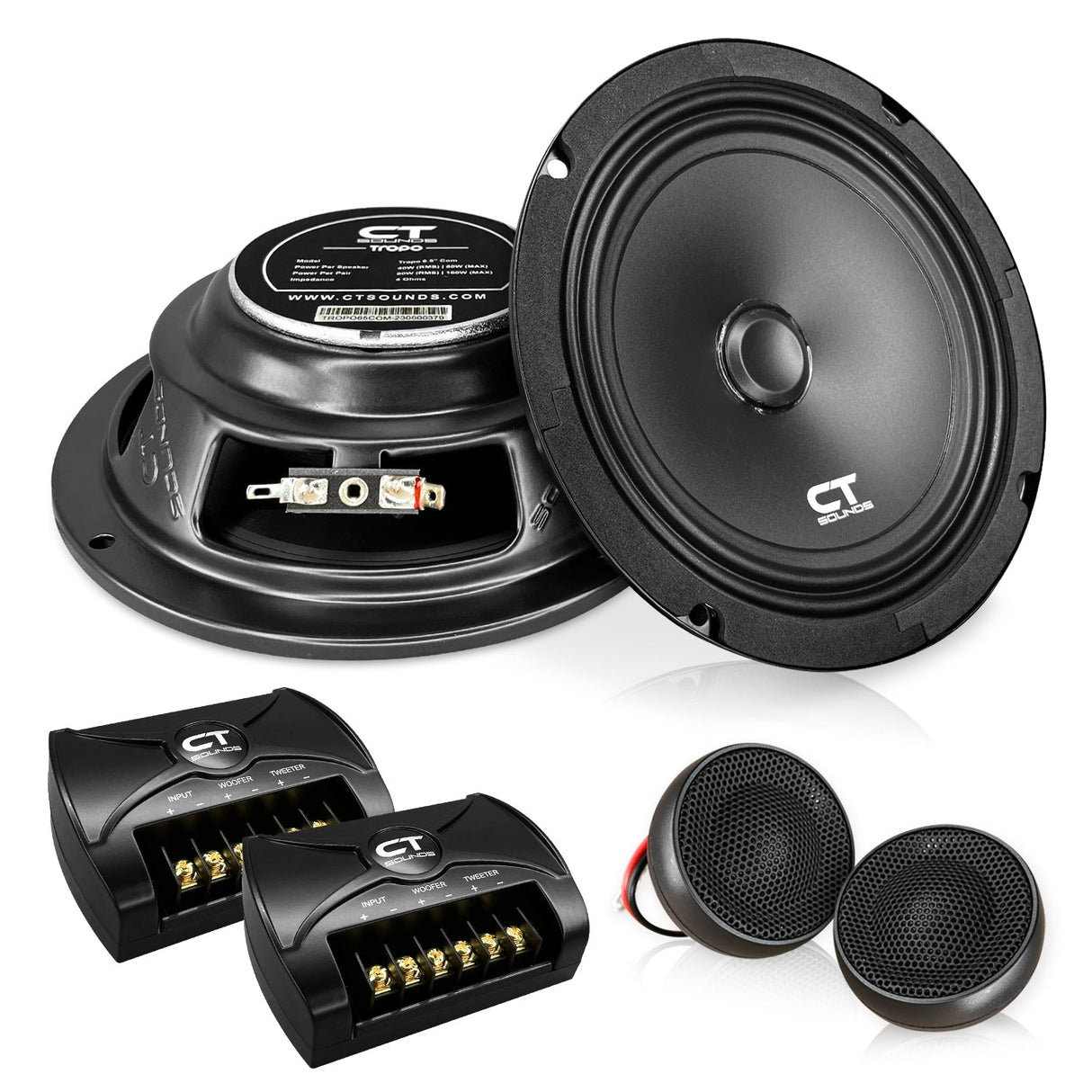 TROPO-6-5-COM // 6.5” 160 Watt 2-Way Shallow Component Speaker Set CT Sounds