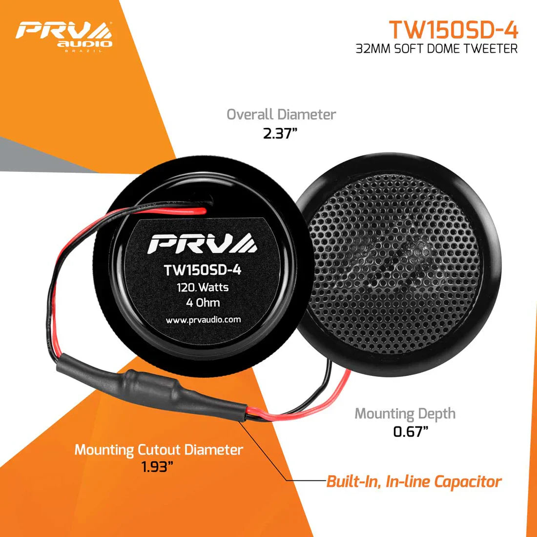 TW150SD-4 (PAIR) PRV 32MM SILK DOME TWEETERS PRV