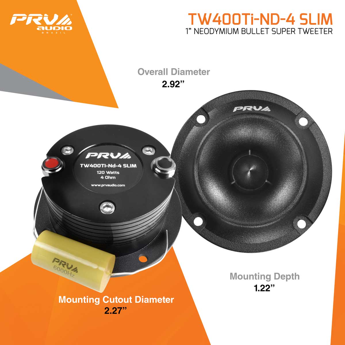 TW400Ti-Nd-4 SLIM (PAIR) Tweeter PRV