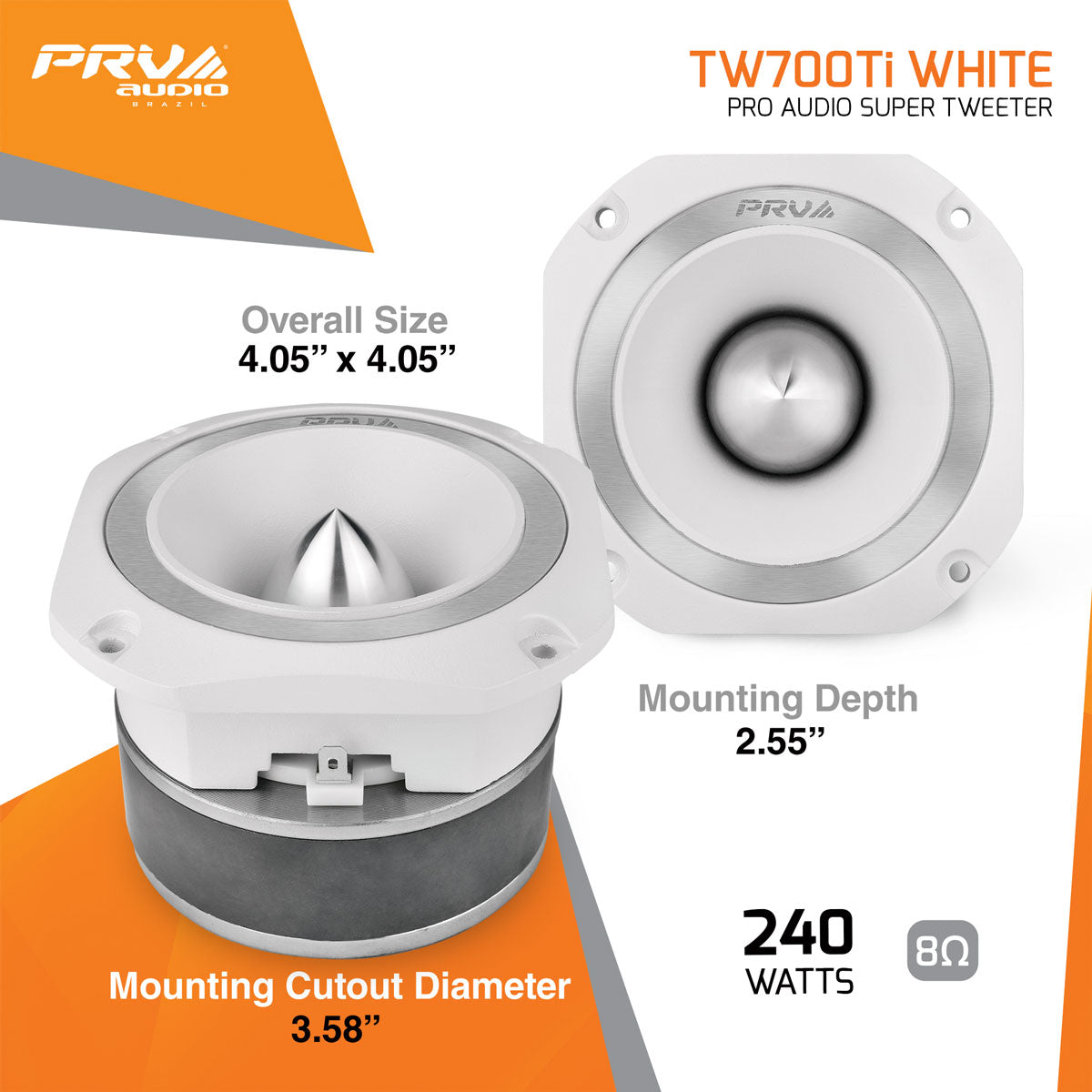 PRV Audio TW700Ti Titanium Bullet Super Tweeter 8 Ohm White