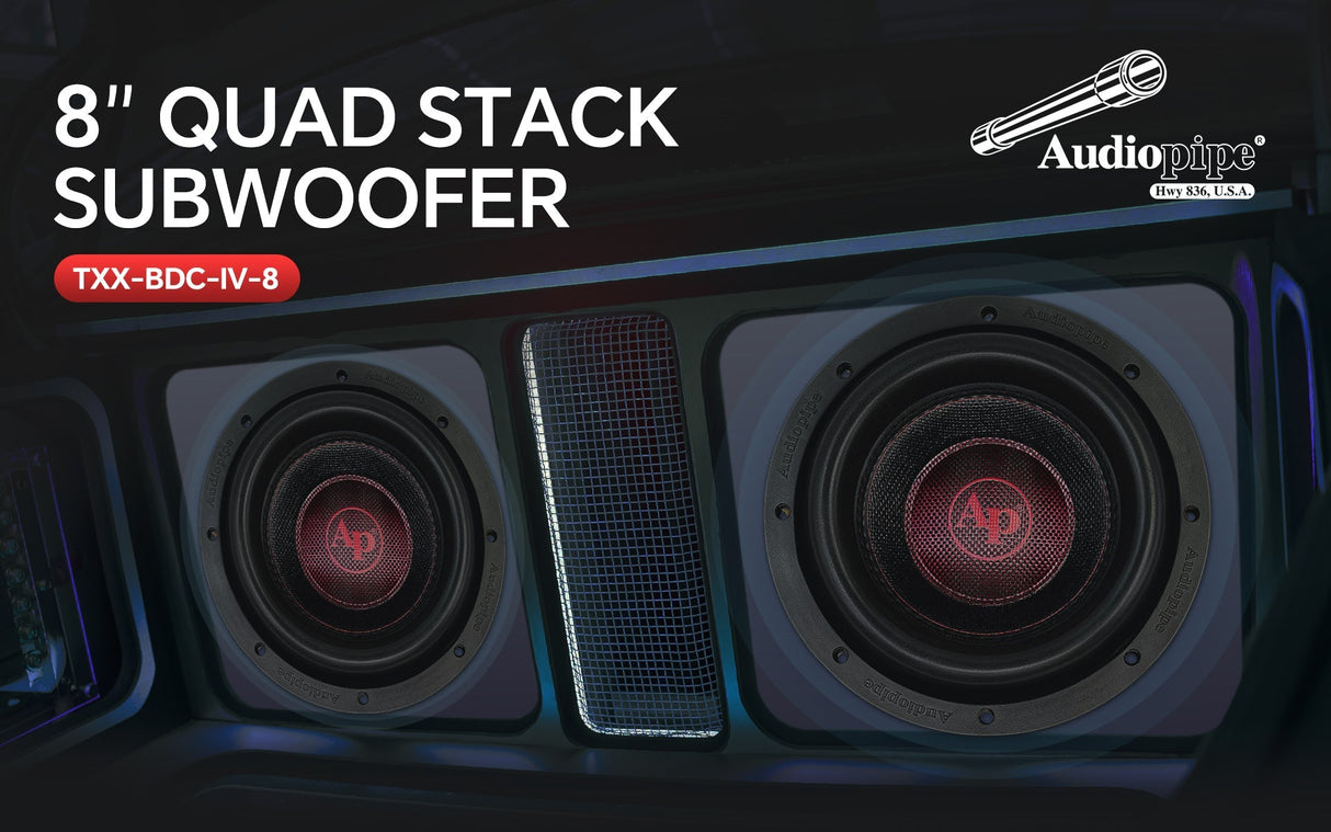 8" Quad Stack Composite Cone Subwoofer (TXX-BDC-IV-8) Audiopipe