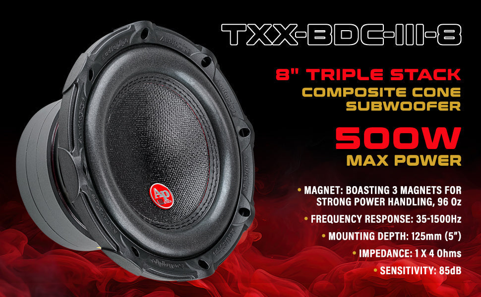 8" Triple Stack Composite Cone Subwoofer (TXX-BDC-III-8) Audiopipe