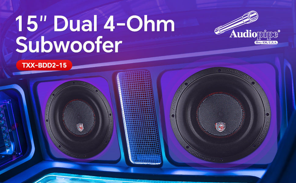 TXX-BDD2-15 15” Double Stack High Power Subwoofer Audiopipe