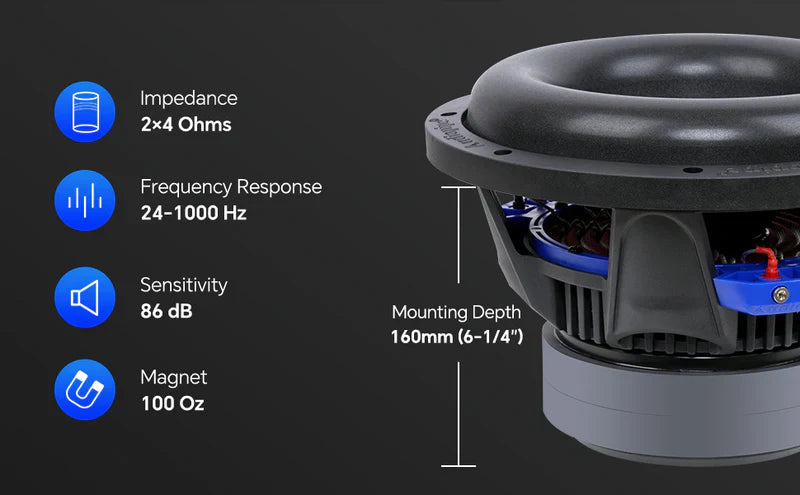 Audiopipe TXX-BDD2-10 | 10” 700W RMS Double Stack High Power Subwoofer DVC Audiopipe