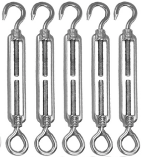 Heavy Duty Turnbuckle Tensioners (Hook & Eye) – Steel Cable Tightener for Wire Rope, Fence & Shade Sails TekShack