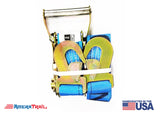 Marine Transom Ratchet Strap Tie Downs, 1665 Workload Capacity - Gold Finish Zinc Coating