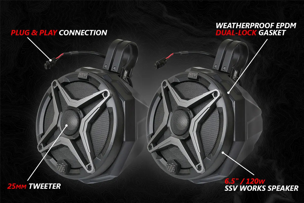 2014-2023 Polaris RZR A-Spec SSV Works 5-Speaker Plug-&-Play Kit with JVC SSV Works