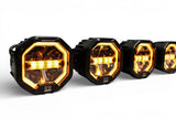 4 Light U-Con Interlocking Off Road LED Pod With Amber or White DRL Running Light GGLighting