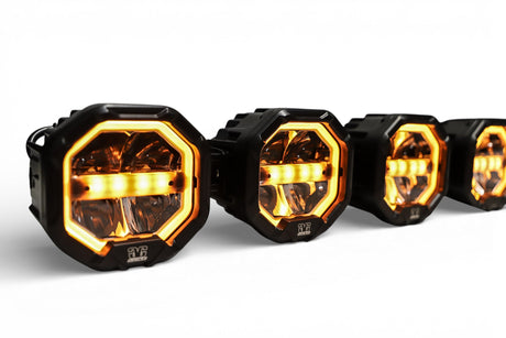 3 Light U-Con Interlocking Off Road LED Pod With Amber or White DRL Running Light GGLighting
