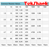 1% 0.25w Resistor Book kit, 1Ω-10MΩ TekShack