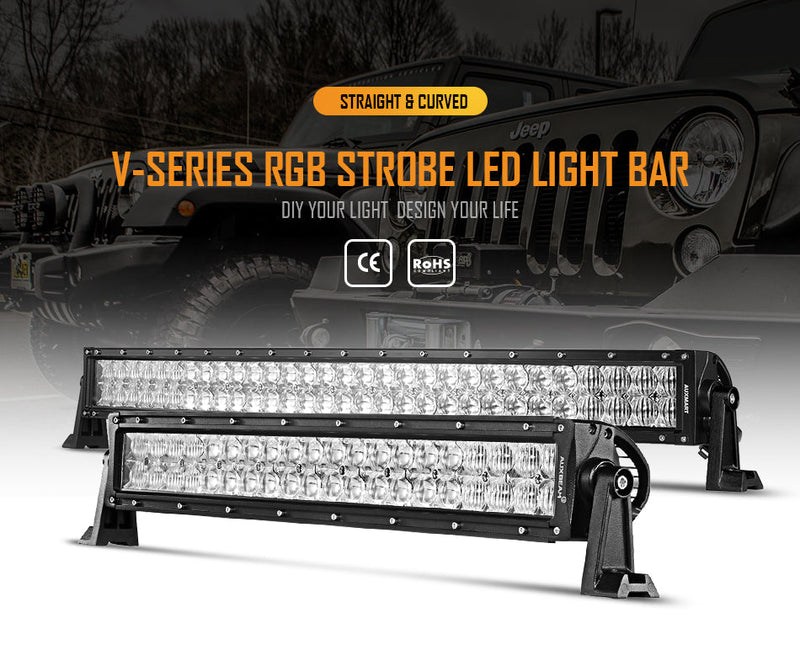 Auxbeam 22" Straight LED RGB Cree light bar WITH 12V converter