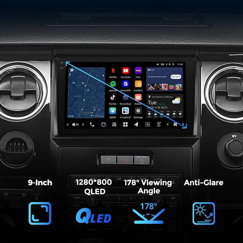 VISION 9" Custom-Fit Car Stereo for Ford F-150 2009-2012 with Factory Navigation
