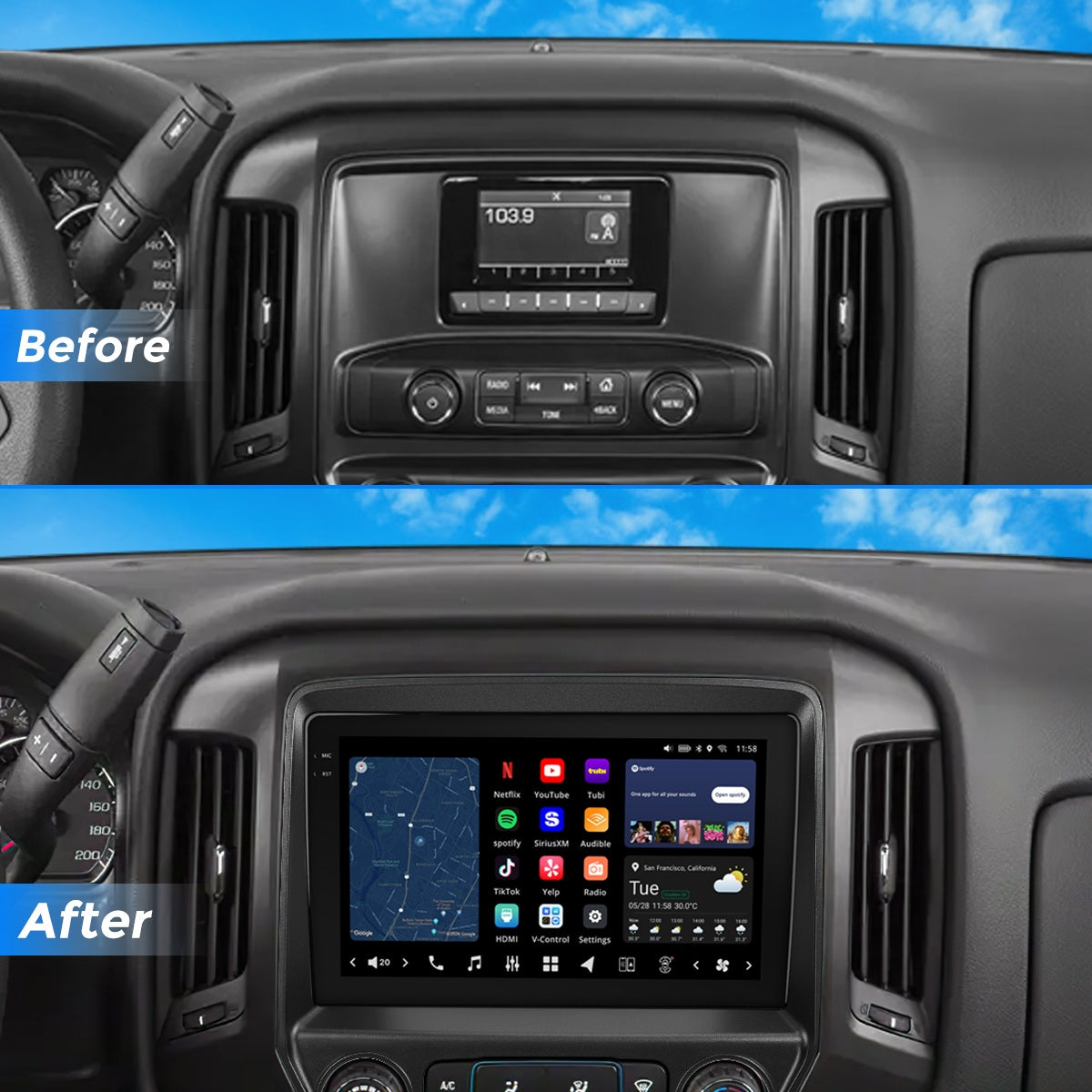 VISION 10" Custom-Fit Car Stereo for Chevy Silverado/GMC Sierra 2014-2019