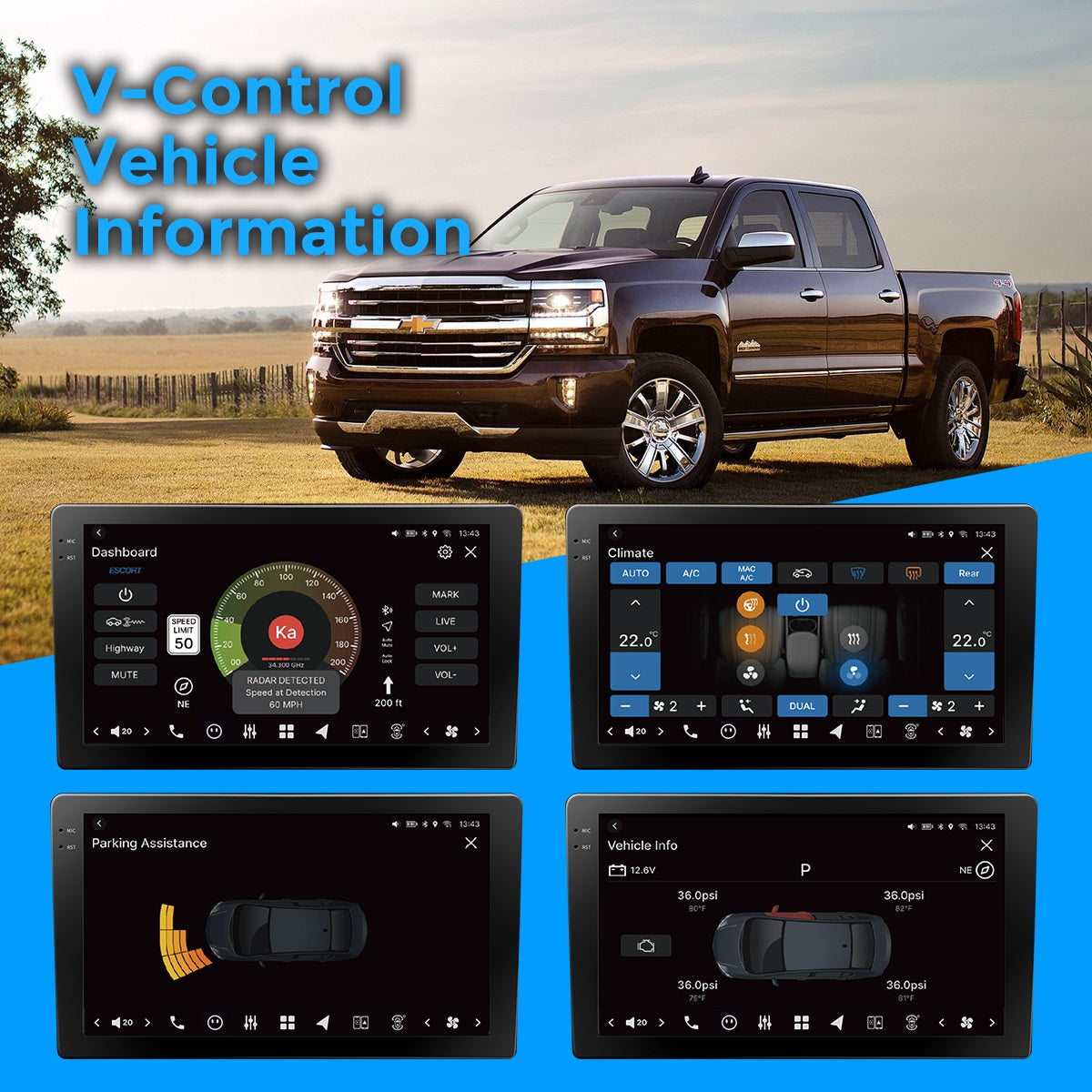 VISION 10" Custom-Fit Car Stereo for Chevy Silverado/GMC Sierra 2014-2019