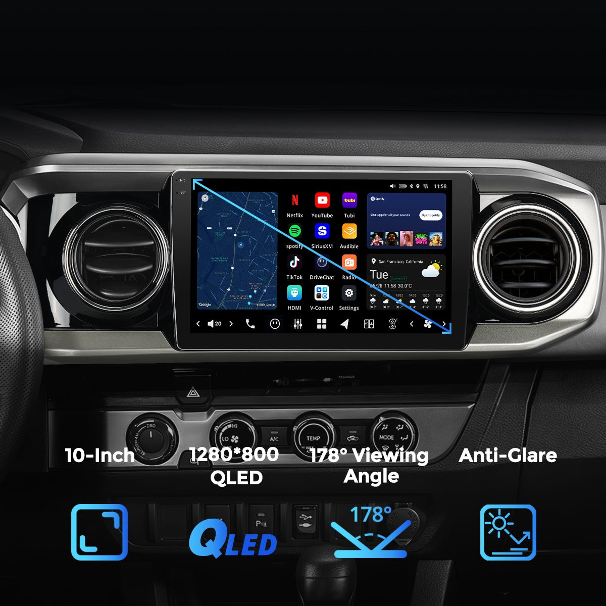 VISION 10" Custom-Fit Car Stereo for Toyota Tacoma 2016-2023
