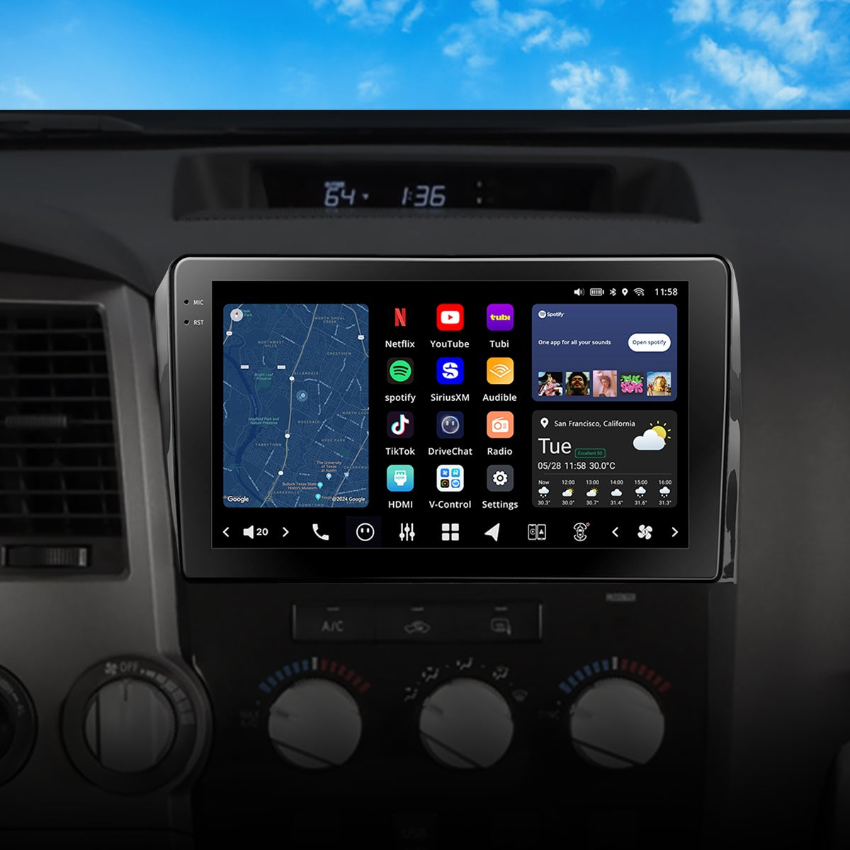 VISION 10" Custom-Fit Car Stereo for Toyota Tundra 2007-2013 / SEQUOIA 2008-2021