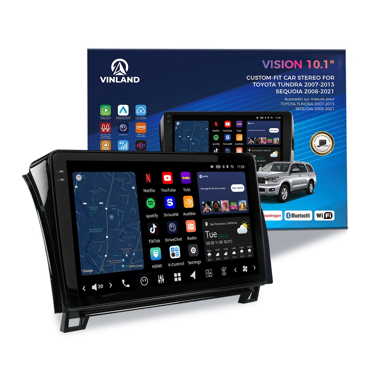 VISION 10" Custom-Fit Car Stereo for Toyota Tundra 2007-2013 / SEQUOIA 2008-2021
